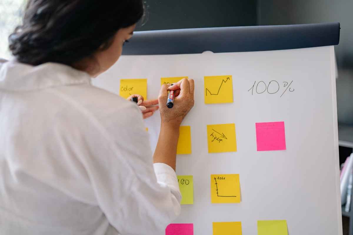 Woman strategizing for a business